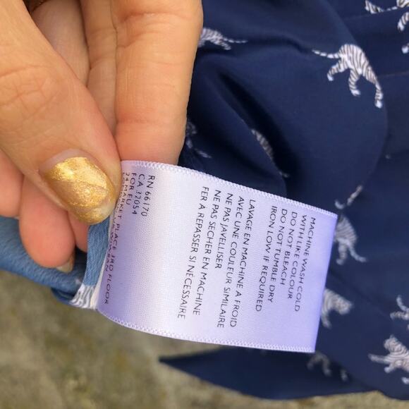 Cleobella Satin Tigers Print Pan Collar Sailor Crop Blouse Blue Small - Picture 9 of 12